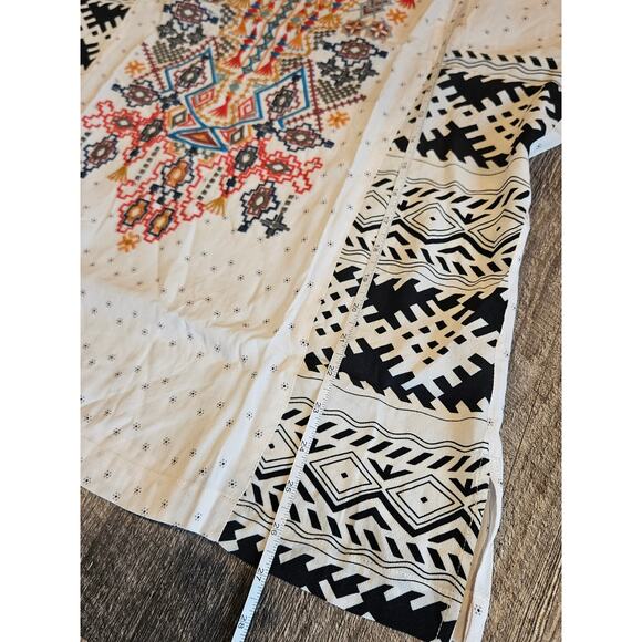 John mark embroidered tunic top womens medium boho festival preppy - Picture 5 of 8